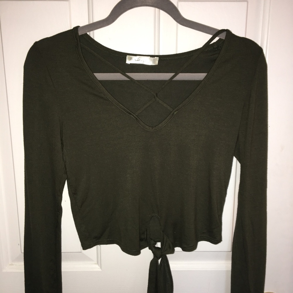 olive green crop top